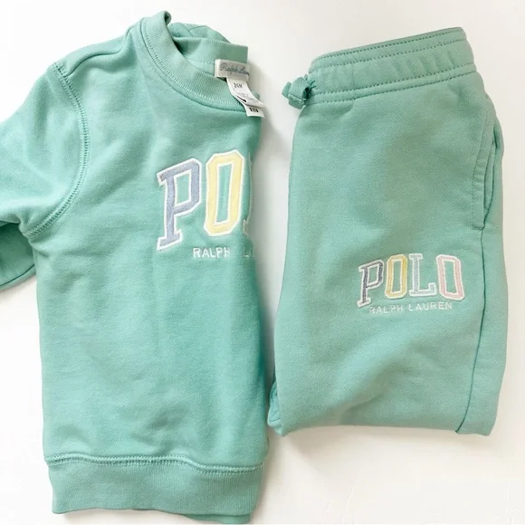 Ralph Lauren Logo French Terry Matching Sweatshirt and Sweatpants 24 Months - Picture 5 of 10